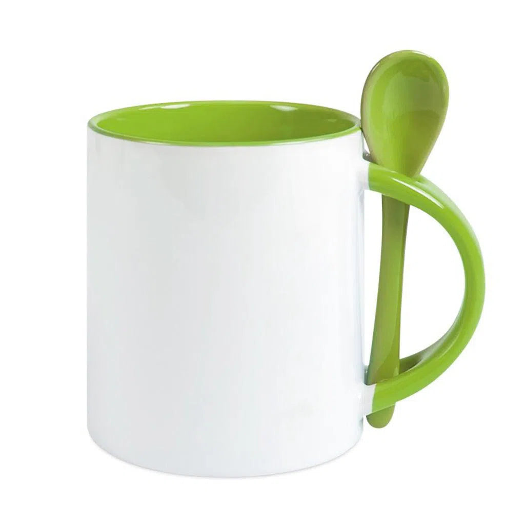 Mug cuillère droit bicolore Vert clair-1cafe1chaise
